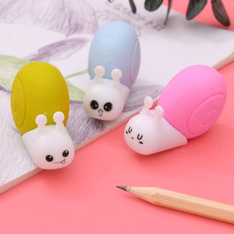 1 Uds., borrador pequeño de caracol, papelería de goma creativa, papelería Kawaii, suministros escolares de aprendizaje para niños, suministros de oficina