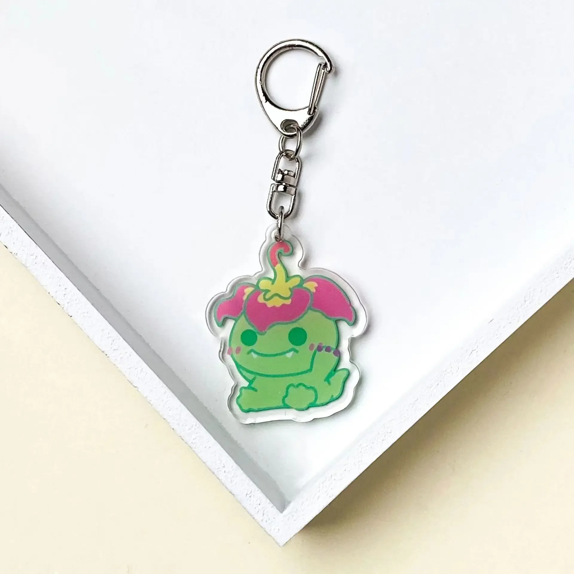 Digimon Agumon Gabumon animación periférica llavero acrílico estudiante bolso escolar accesorios lindo pareja colgante al por mayor: Rosa