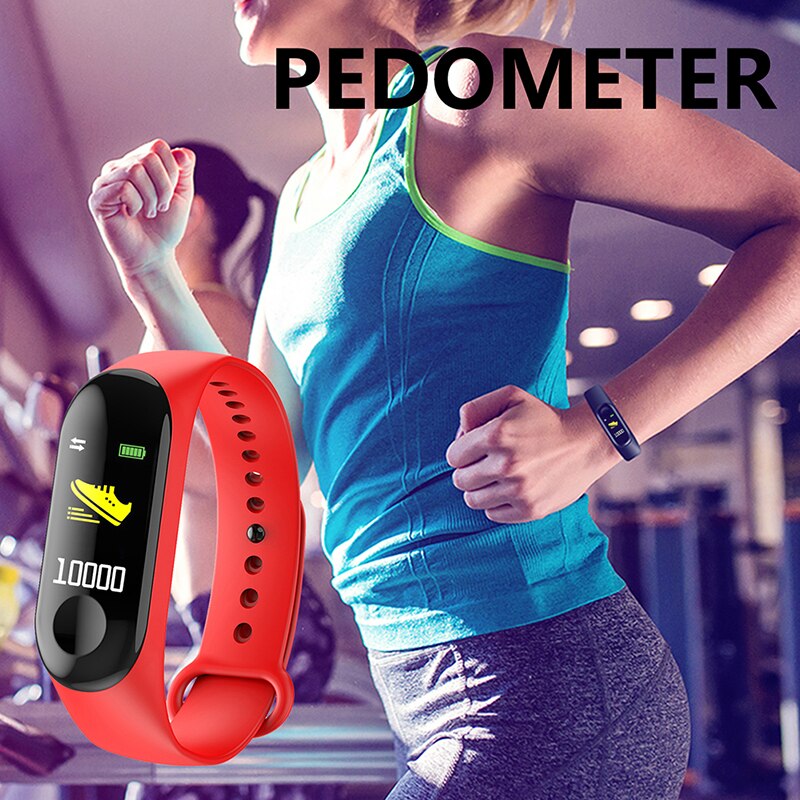 Reloj inteligente M3, pulsera de presión arterial, Monitor de ritmo cardíaco, podómetro deportivo, reloj de Fitness, podómetro para Android IOS