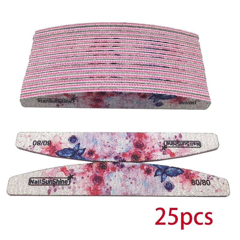 25/50pcs Nail File 80/100/150/180/240/320 Thick Nail Buffer Sandpaper Nail Gel Polish File Flower Sanding Tools: 80 Grit 25pcs