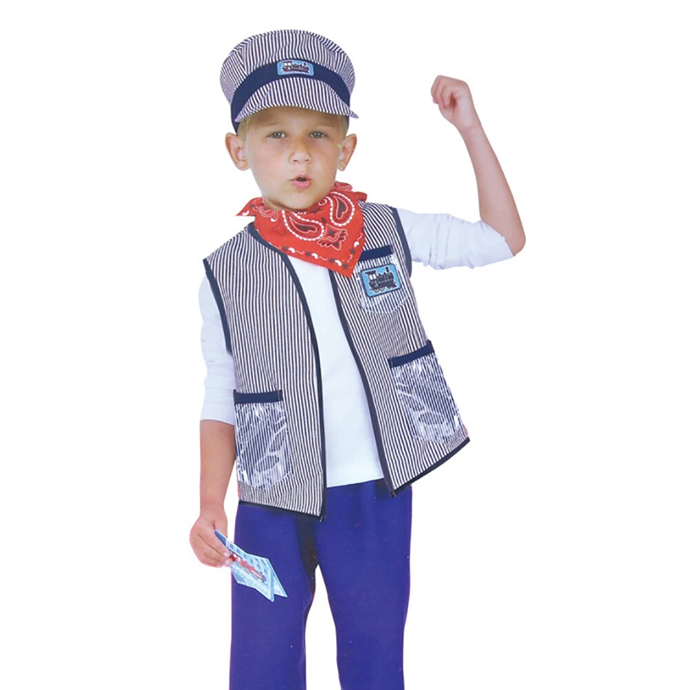freundlicher Zug Ingenieur Leiter Kostüm einstellen Prom Rolle Spielen Leistung Cosplay Kostüm freundlicher Schild Kleidung Ausrügestochen Requisiten
