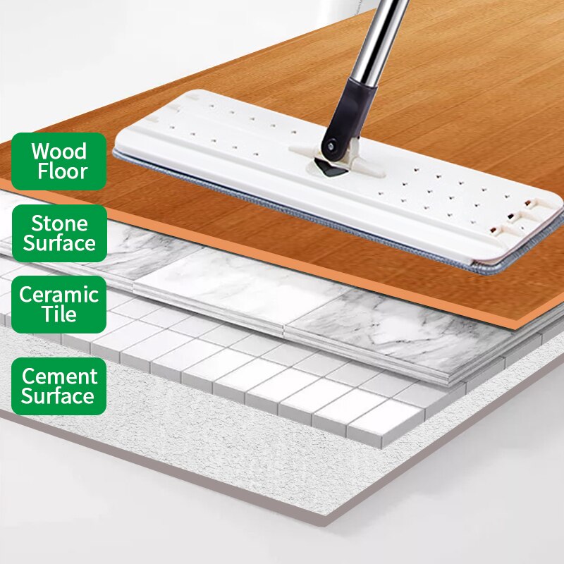 Flat Squeeze Mop Bucket Hand-Free Wringing Floor Stainless Steel Mop Wet And Dry Self Cleaning Magic Automatic Spin Lazy Mop