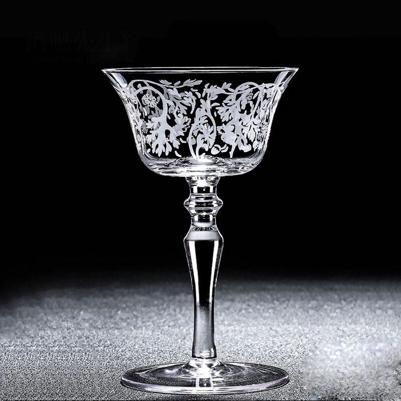 Japanese Lead-Free Crystal Cocktail Goblet Martini Glass European Luxury Hand-Blown Roasted Flower Mixing Glasses