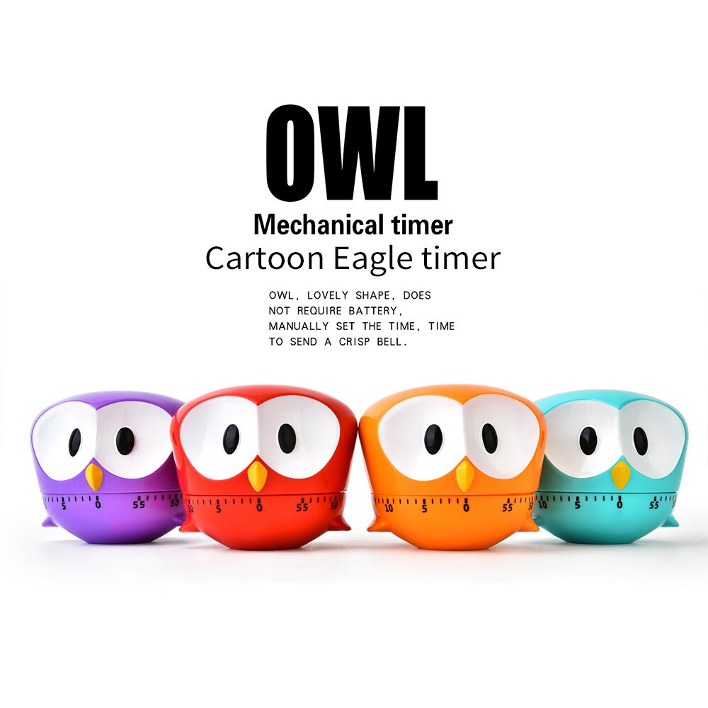 Plastic Leuke Uil Cartoon Keuken Timers Koken Mechanische Home Decor Timer Schakelaar Te Gebruiken Koken Tool Countdown Timer