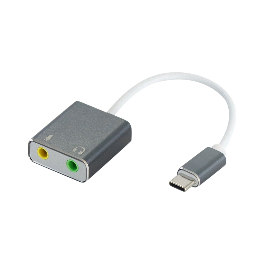 USB Type-C 7.1 External Sound Card Adapter Audio Card USB-C to Jack 3.5mm Earphone Micphone for Laptop Macbook Pro: GRAY