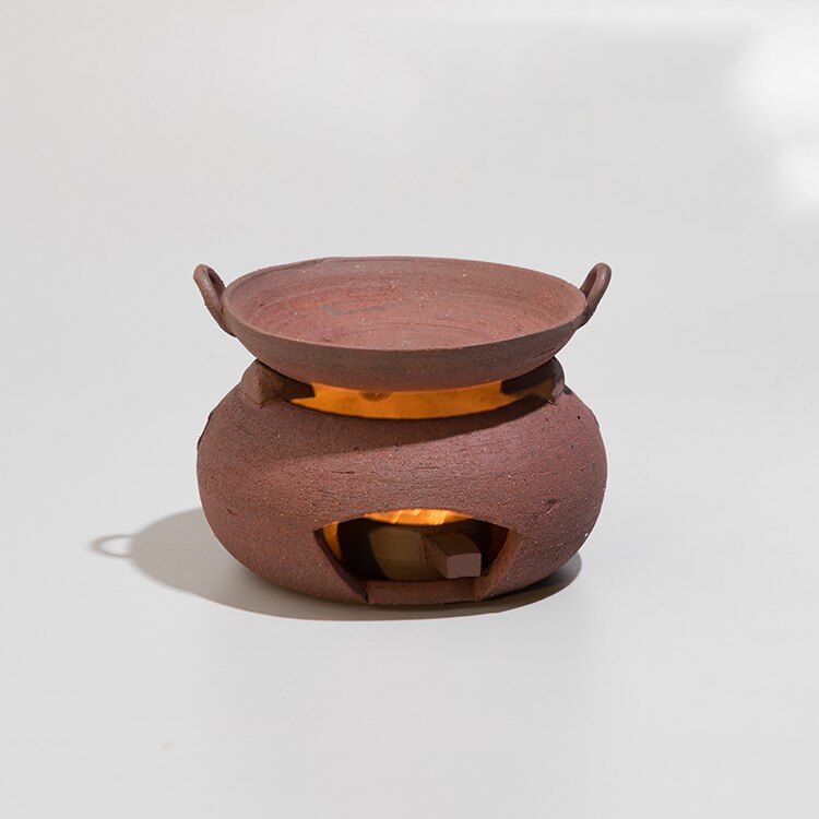 Estufa de té Vintage hecha a mano, accesorios creativos de arena de barro rojo, juego de té chino de Kung Fu, calentador de velas, decoración artesanal: B Style