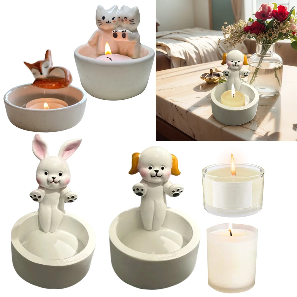 Chat/chien/lapin/renard Animal bougeoir pattes chauffantes bougeoir mignon chandelier support de lampe dessin animé pour les amoureux des animaux