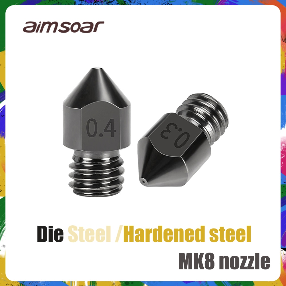 Reprap MK8 Hardened steel nozzle 1.75mm 0.4/0.6/0.8/1.0/1.2/1.5mm for MK8 hotend kit