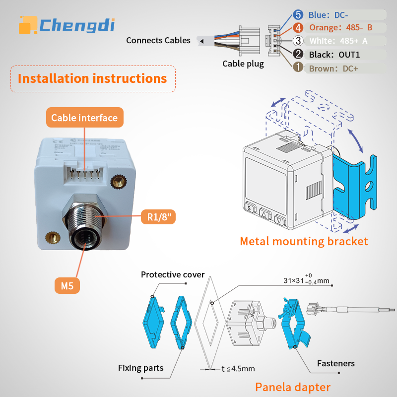 MS32 Digital Pressure Switch RS485 High Precision Pressure Gauge PLC Control RS485 Modbus Communication Pressure Transmitter
