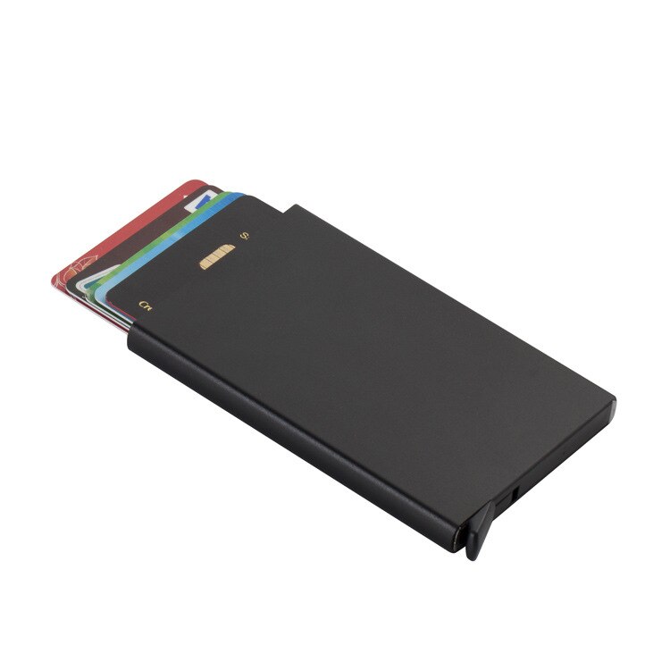 Stainless Steel Rfid Credit Card Holder Men Slim Anti Protect Travel ID Cardholder Women Wallet Metal Case Porte Carte: Black