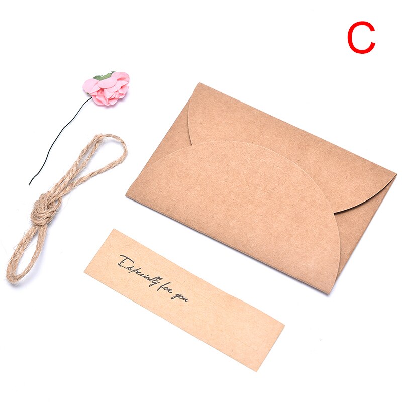 1pcs Flower Retro DIY Kraft Paper Invitation Greeting Card Envelope Handmade: pink rose