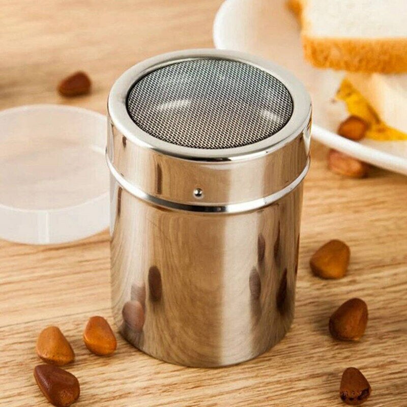 1PC Stainless Steel Coffee Shaker with Lid Filter Chocolate Sugar Cocoa Flour Sugar Cinnamon Sifter Sieve Kitchen Tools Gadget