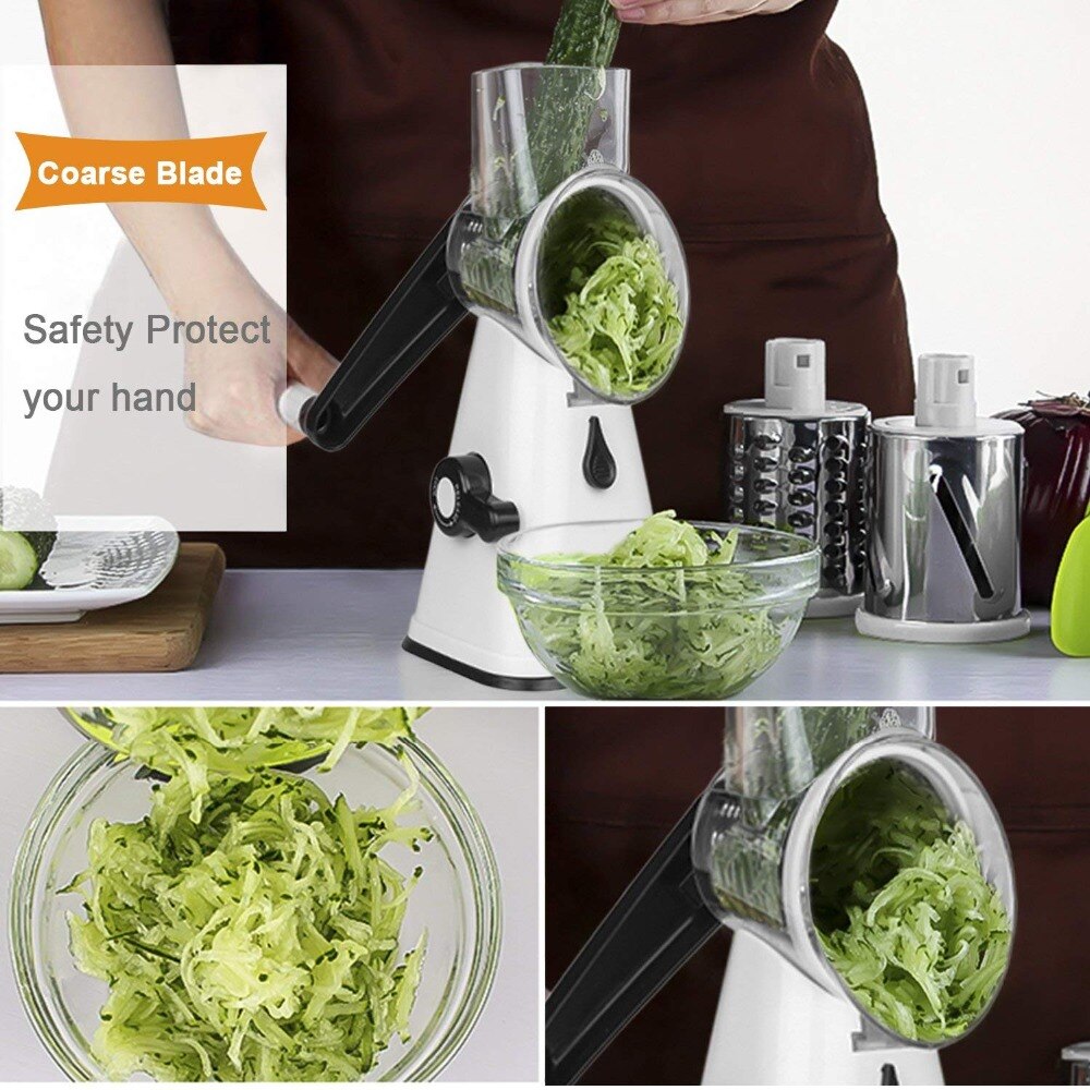 Premium 3 in 1 Multifunctional Rotary Mandoline Slicer, Vegetable Cutter slicer &amp; shredder, Veggie Spiralizer, Nut Shredder, Veg
