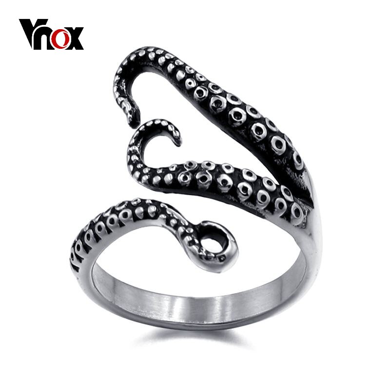 Vnox Vintage Octopus Tentacle Zee Monster Ring voor Mannen Stijlvolle Punk Rvs Maat 9 10 11 12