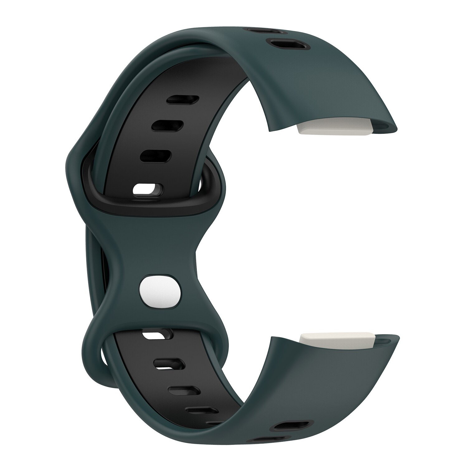Pasek nylonowy do Fitbit Charge 5 elastyczna bransoletka z plecionki i dwukolorowy pasek silikonowy do Fitbit Charge 5 bransoletka pulsera: Dark Green-Black