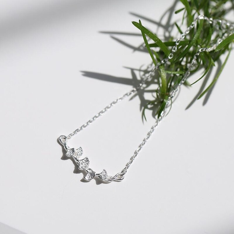 nuovo Ginkgo Foglia Femminile Coreano Edizione Semplice affrescare Letteratura Arte 925 sterlina d'argento Ridimensionabile Braccialetti SBR076