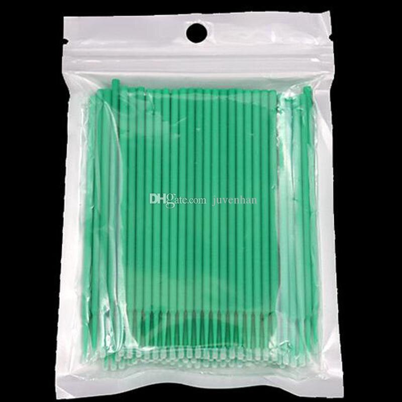 Plastic Eyelash Lash Extension Glue Applicator Apply Removal Cotton Swab Cotton Swab Makeup Clean Disposable Cotton Bar 100pcs: Green