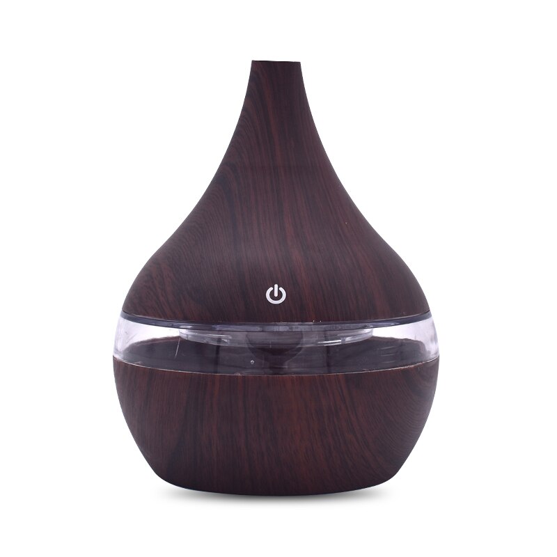 USB Luftbefeuchter Elektrische Öl Aromatherapie Holzmaserung Ultraschall Luft Diffusor Lichter Auto für Heimat Sekretariat Duft Parfüm 300ML: dunkel Holz eben