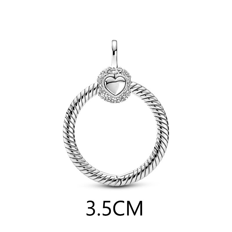 2020 nowy 925 srebro chwile małe Pave O wisiorek Charm fit oryginalny naszyjnik Pandora DIY paciorki biżuteria: PTN006-M 3.5CM