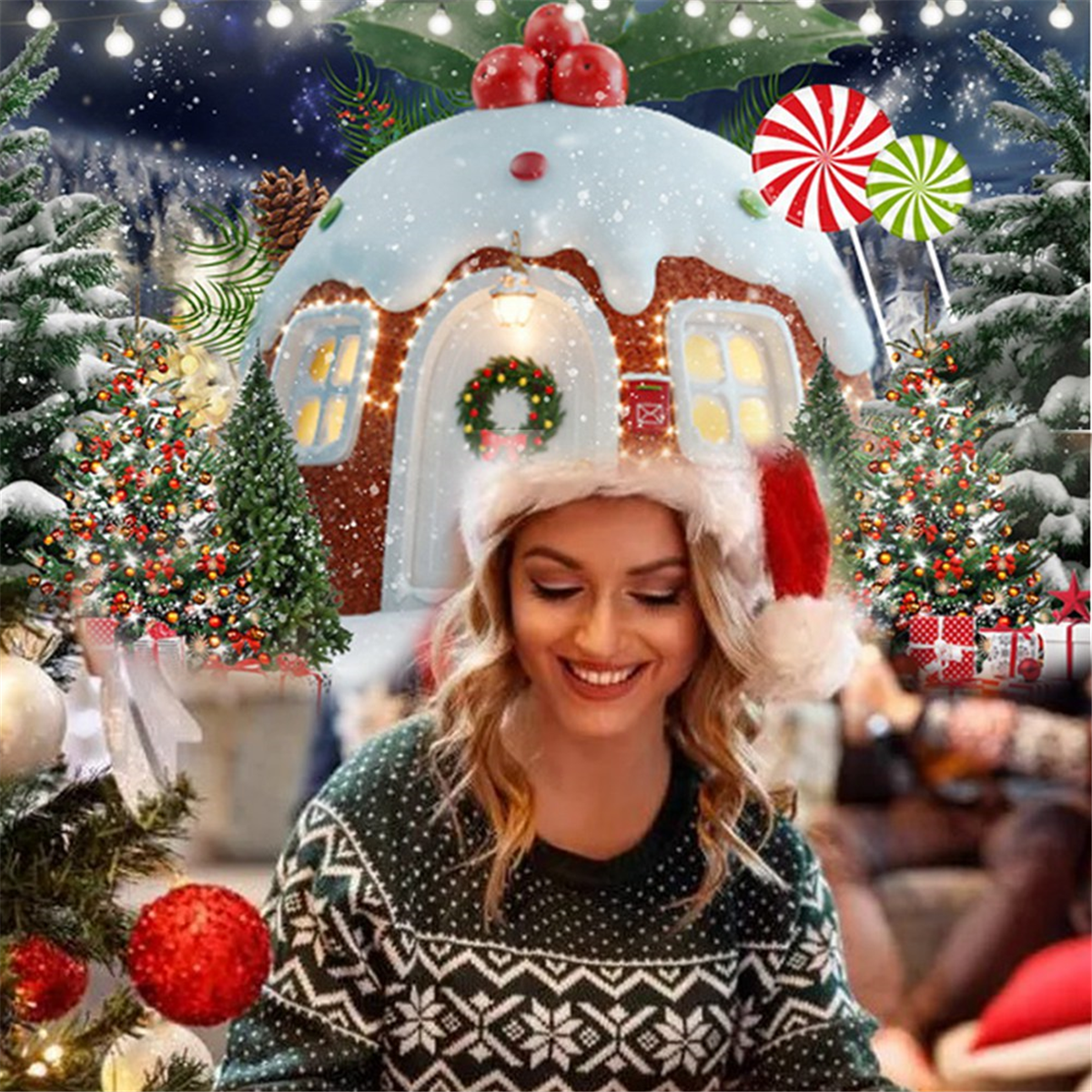 300X200cm Christmas Background Cloth Christmas Snow House Multifunctional Convenient Photography Background Cloths-Elect