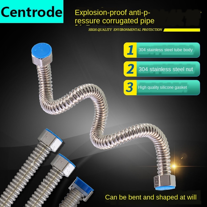 Tubo corrugado de acero inoxidable 304, manguera de entrada a prueba de agua y explosión de alta presión, tubo de salida de conexión de inodoro para lavabo