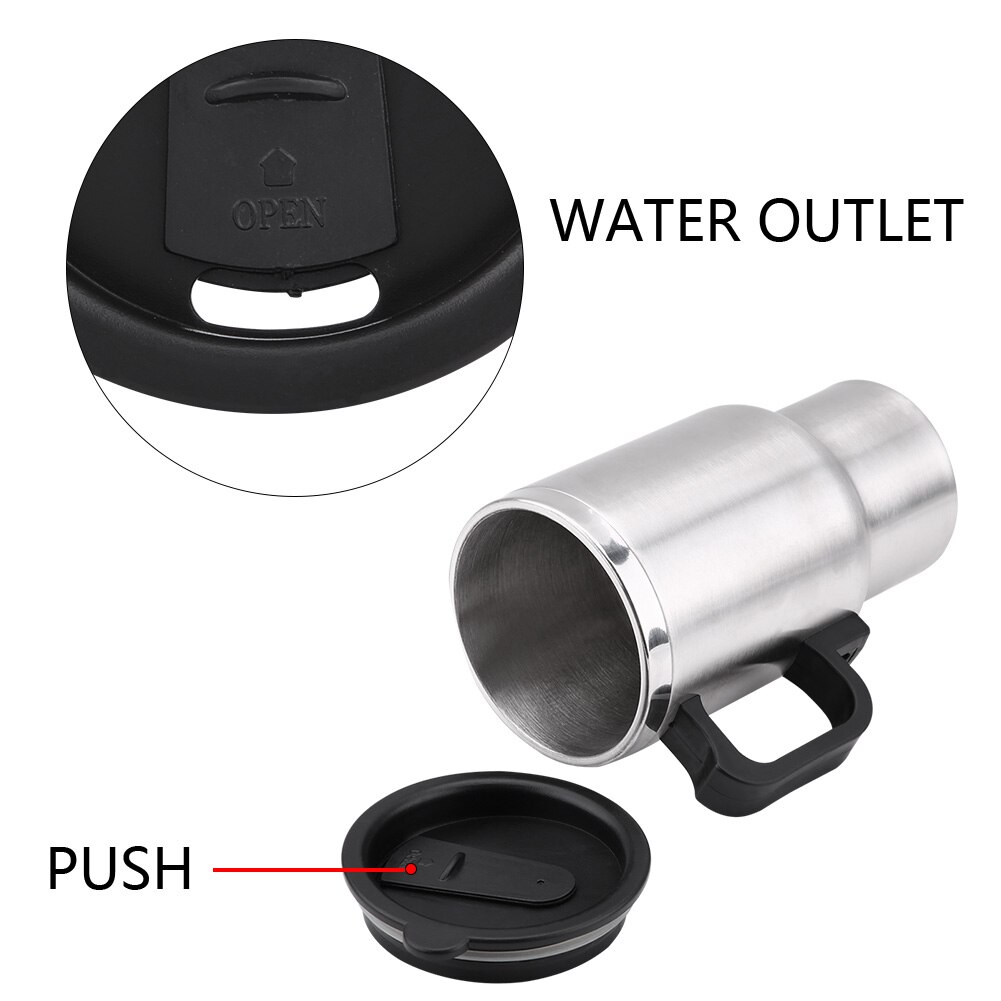 450ml Electric In-car Stainless Steel Travel Heating Cup Coffee Car Cup 12V cigarette lighter power Powered Fits car cup holders