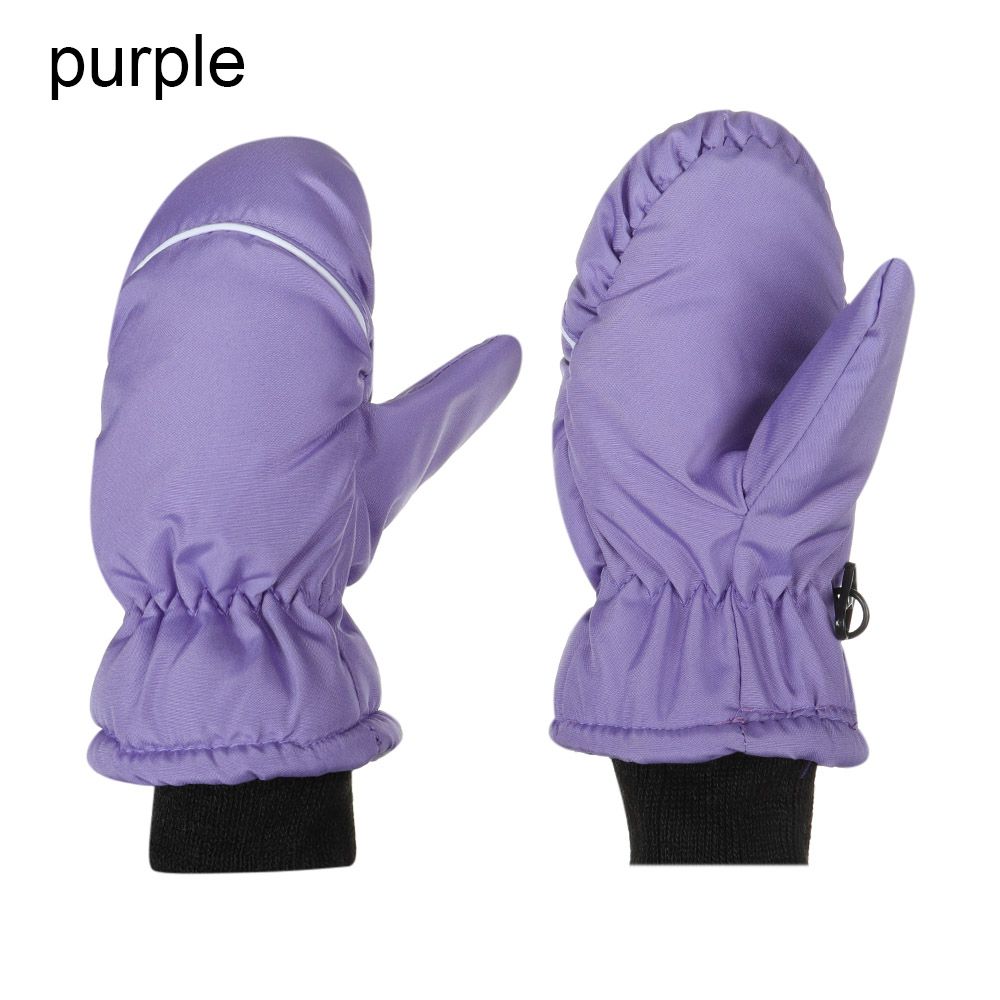 Guantes de esquí con dibujos animados para niños, manoplas de manga larga, resistentes al viento, impermeables, gruesos y cálidos para invierno, 2 a 6 años, 1 par: Purple-1
