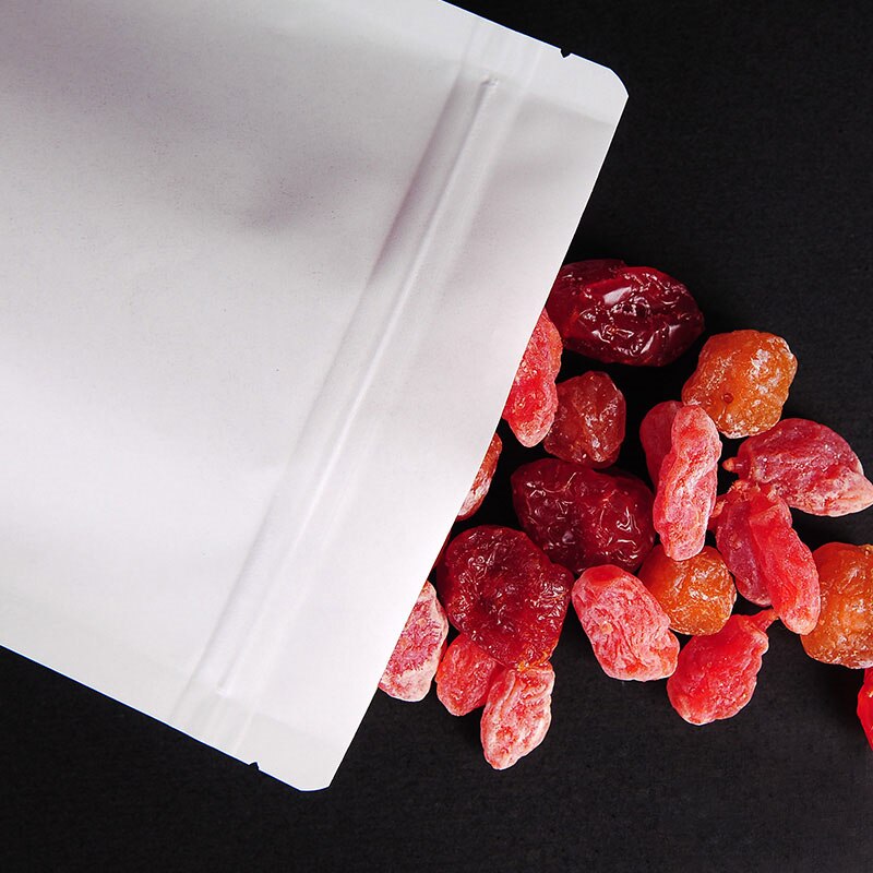 50pcs White Kraft Paper Bag With Window Frosted Zip Lock Food Snack Tea Candy Oil Water Proof Bag Packing Paper Bag