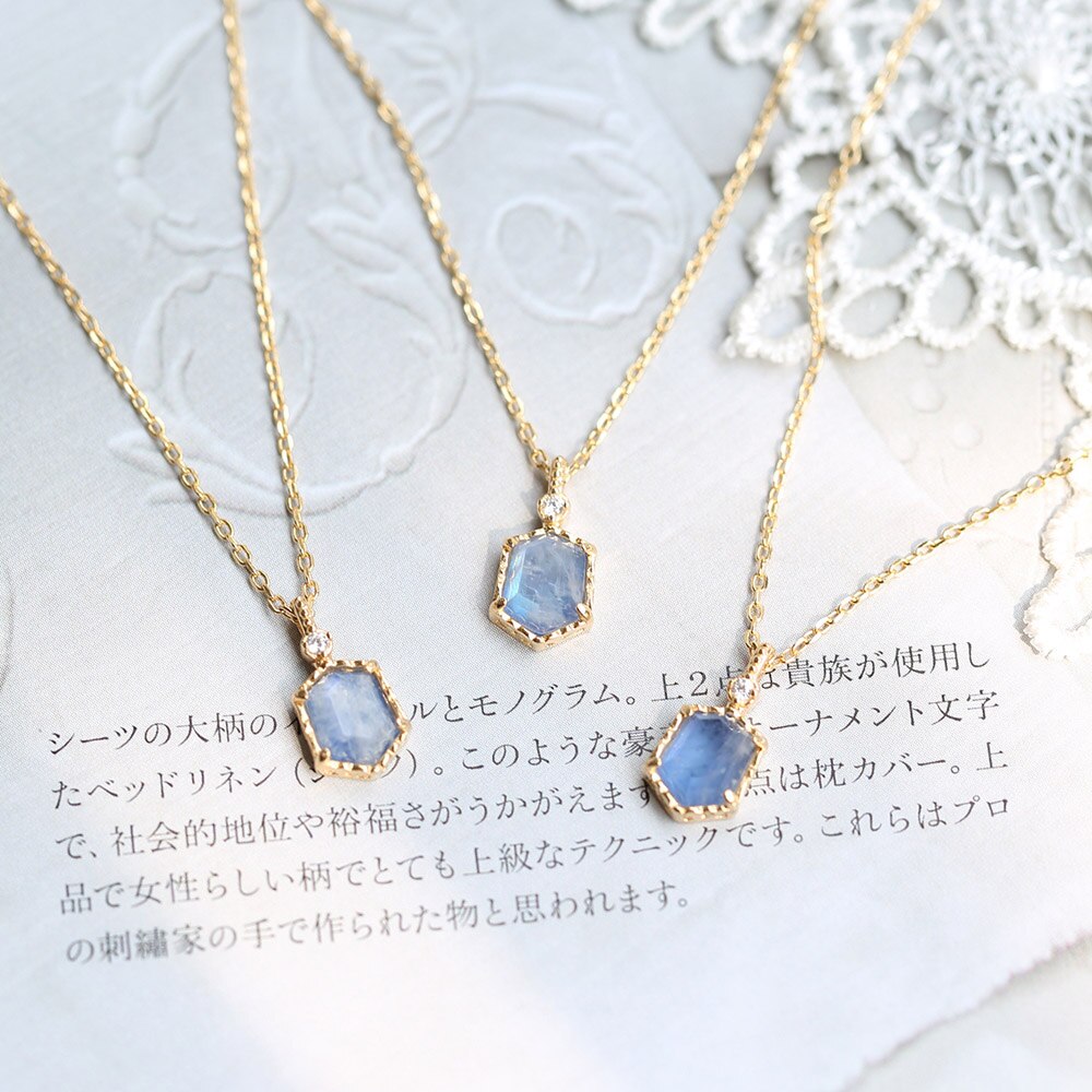 Lamoon 925 Zilveren Vintage Maansteen Hanger Ketting Voor Vrouwen Mysterieuze Meer Synthetische Sapphire 14K Vergulde Sieraden NI133