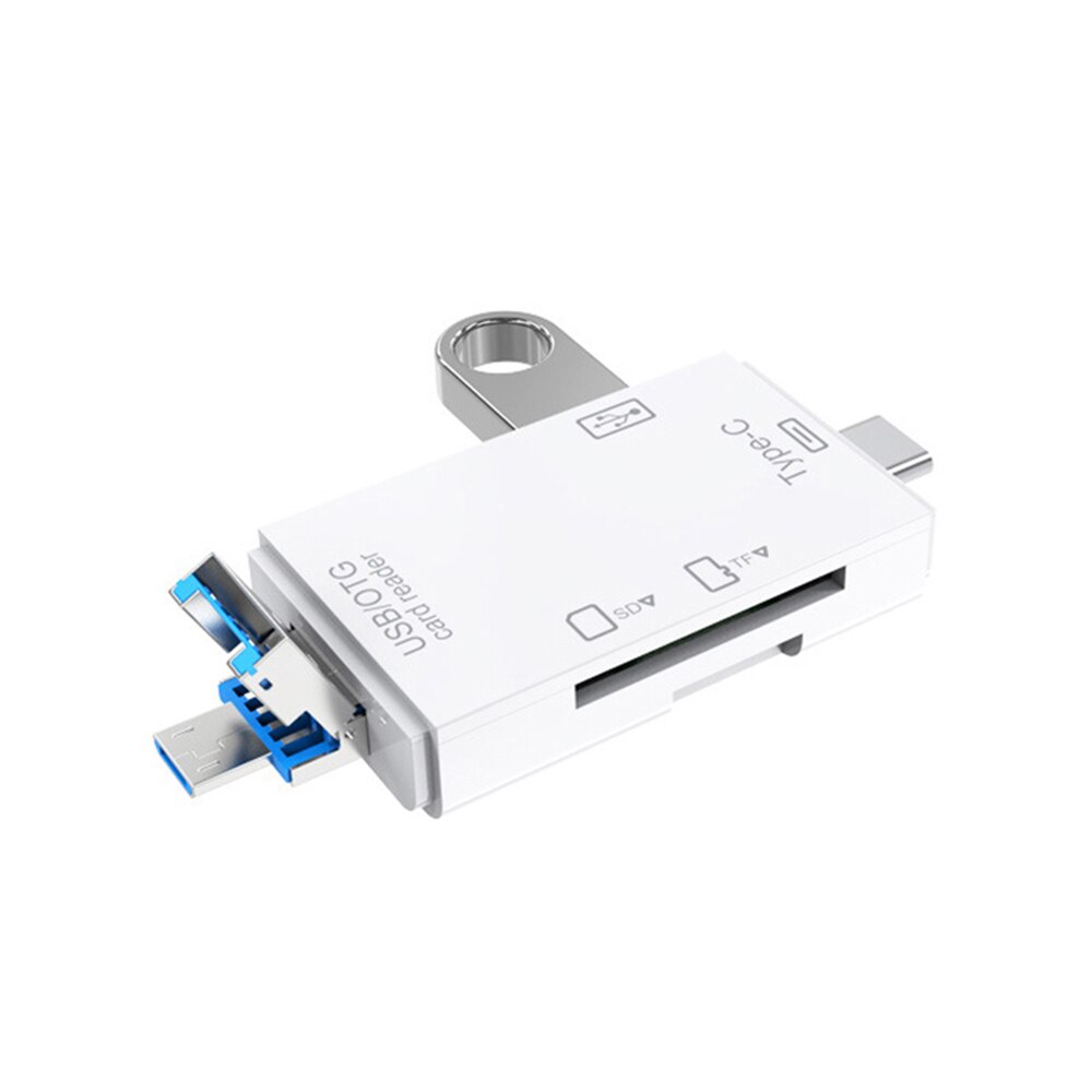 6- i -1 kortlæser micro usb 2.0 type c til sd micro sd tf adapter smart memory sd otg kortlæser til bærbar usb c dock: Hvid