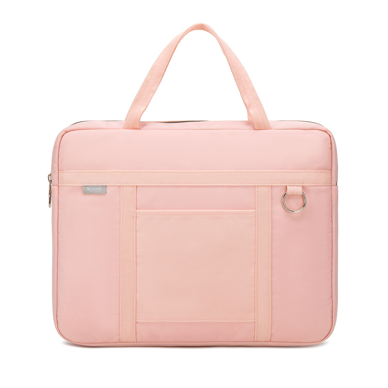 High Capacity Business Briefcase Simple Document Organize Storage Bag Water Proof A4 File Handbag Accessories Supplies: Pink