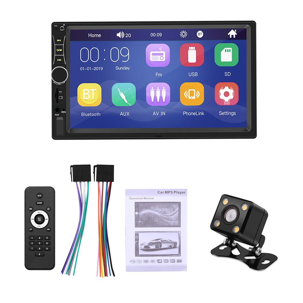 12V 7 pulgadas coche HD 2 DIN MP5 reproductor de Radio Bluetooth Estéreo pantalla táctil TF AUX en USB Bluetooth enlace espejo teléfono IOS Android: Default Title