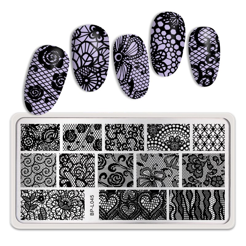 Geboren Pretty Fire Rechthoek Stempelen Template Manicuring Nail Art Afbeeldingsstempel Plate Exotisme BPX-L012: BP-L045