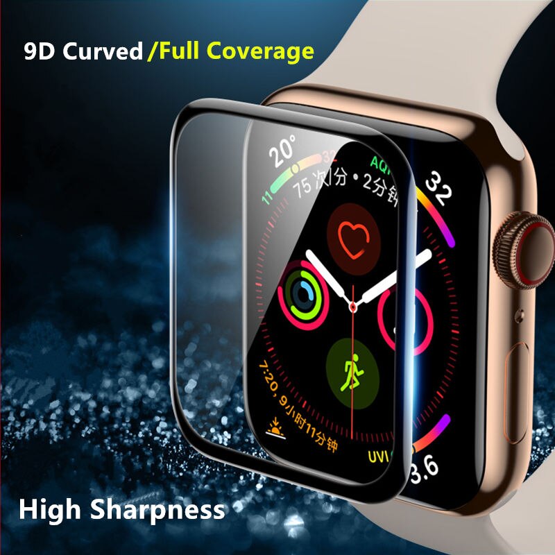 Zacht Glas Voor Apple Horloge Serie 5 4 3 44 Mm 40Mm 42Mm 38Mm 9D Hd Iwatch 38 42 40 44 Mm Film Voor Apple Horloge Screen Protector