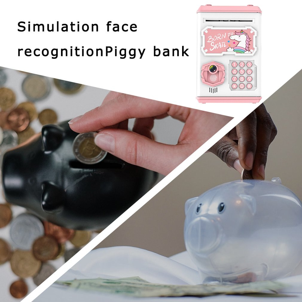 Simulation Gesicht Anerkennung Sparschwein Sicher ATM Bank sparen Kasten Musik Geld Kasten Elektronische sparschwein Papier Geld Bargeld Münze Bank