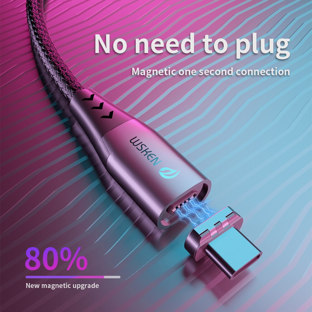 Cabo usb magnético de carregamento rápido da faixa 5a, para huawei mate 30 p30 pro, USB-C cabo de dados c oneplus oppo