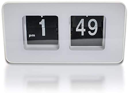 Retro Auto Flip Clocks Household Bedroom Digital Auto Flip Desk Clocks Classic Stylish Retro Desktop Page Kitchen Clock: white