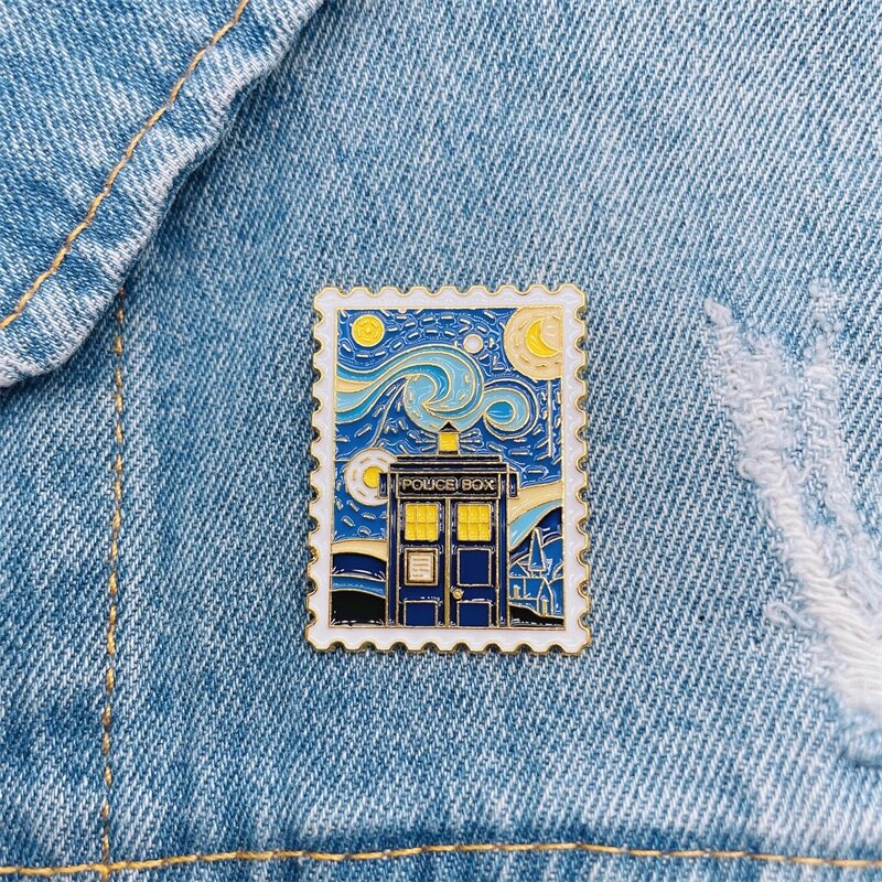 Creatieve Sterrenhemel Olieverf Stempel Emaille Pins Star Moon Pastorale Kasteel Lichtmetalen Broche Badge Mode Vrouw Sieraden