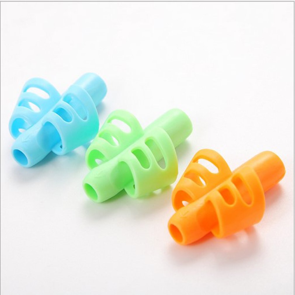 soft silicone two-finger pen holder with ergonomic handle random color handwriting holder for children and adults