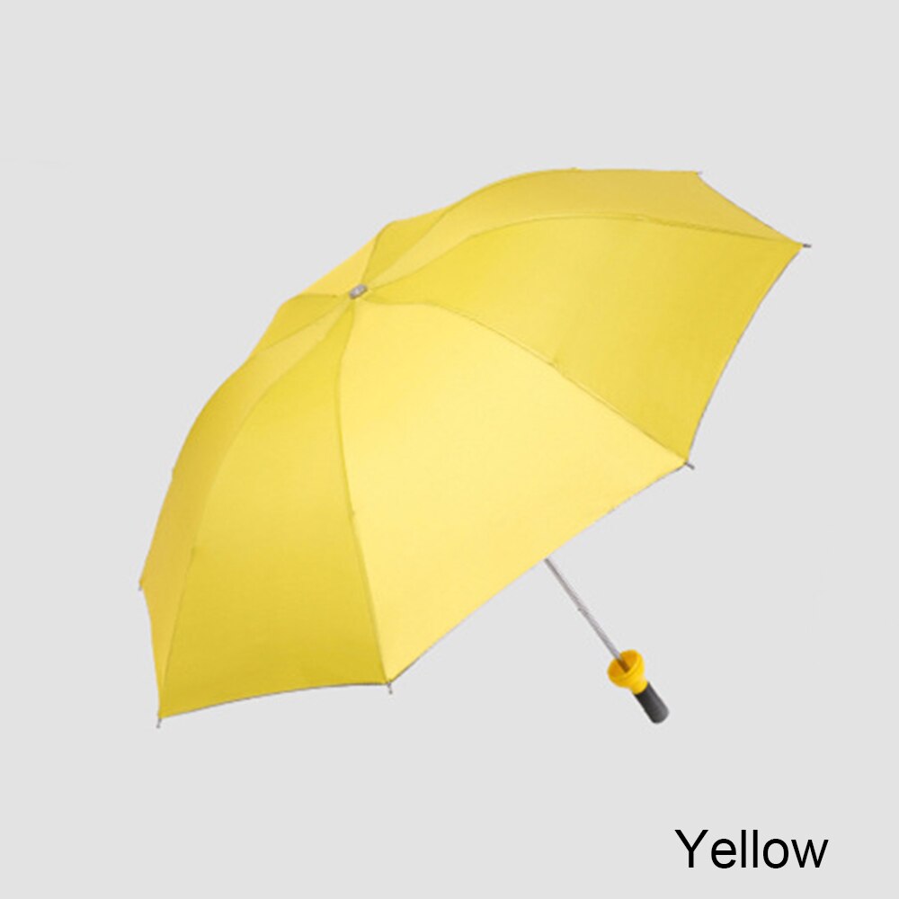 Sød paraply vinflaske paraply bærbar 3 foldbar sol-regn uv mini vindafvisende paraply: Gul