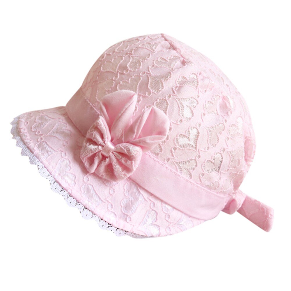 Chapeaux d'été pour bébés filles, chapeau de dessin animé, casquette pour nourrissons, impression de coeur de pêche, # CN20: Pink 