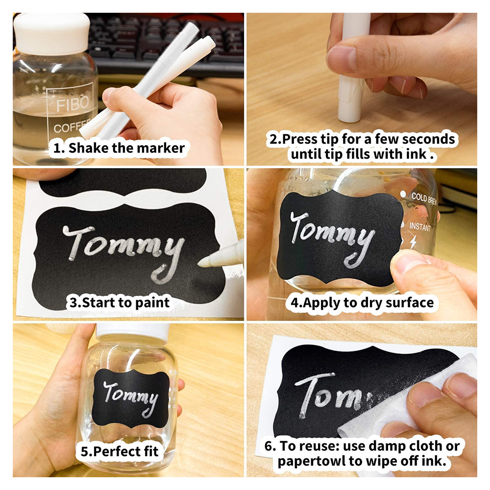 48pcs Blackboard Spice Sticker Reusable Jar Labels Kitchen Label Stickers Organizer Chalkboard Wall Stickers Board Decals Pen