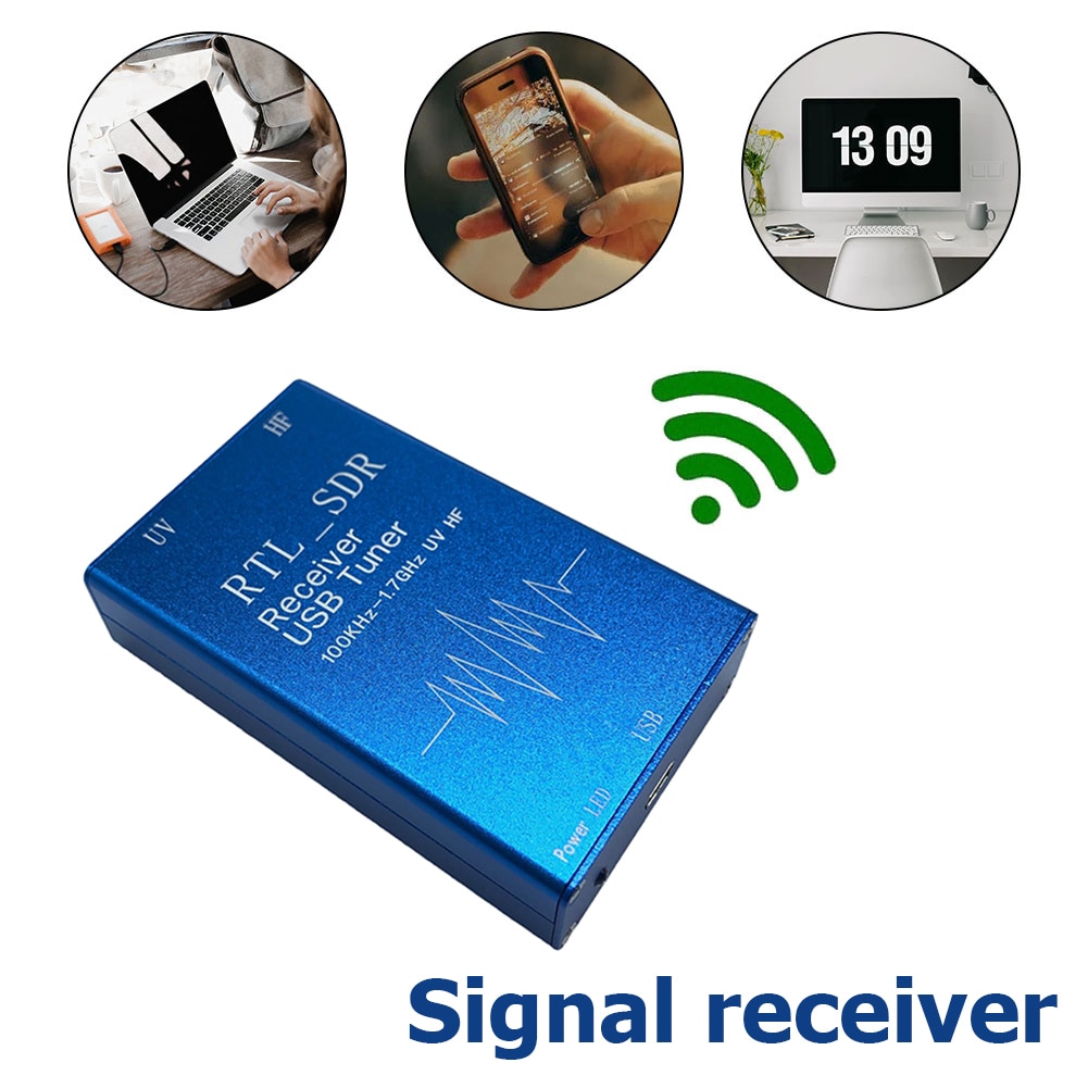RTL SDR Receiver USB Tuner 100KHz-1.7GHz UV HF RTL2832U + R820T2 UHF VHF HF RTL.SDR USB Tuner Receiver AM FM Radio