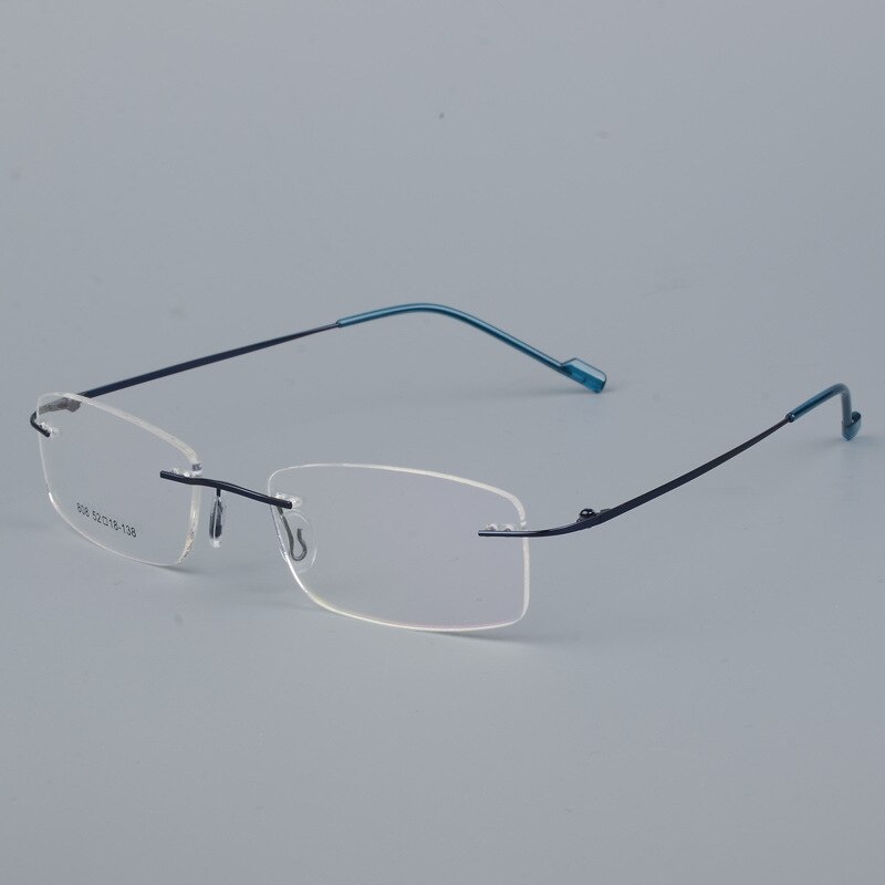 Bclear titanium legering kantløse briller ramme mænd ultralette recept nærsynethed optiske briller mandlige rammeløse briller 6 farve: Blå