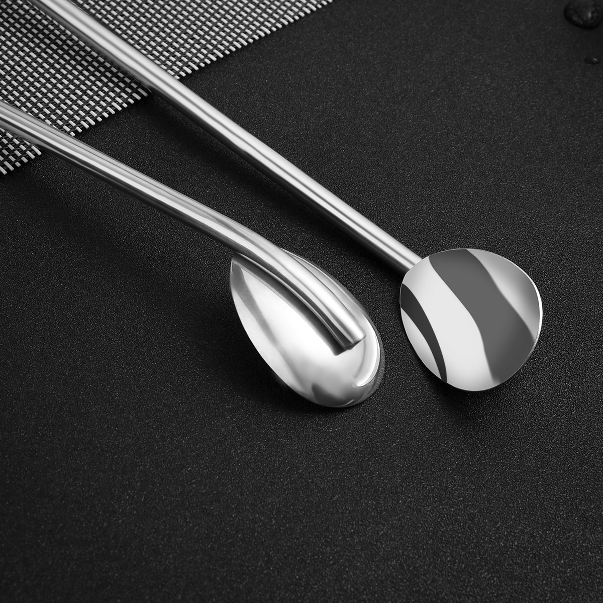 BESTONZON 6 stücke Edelstahl Stroh Löffel Oval bilden Wiederverwendbare Metall Trinkhalme Strohhalm wiederverwendbar Cocktail Löffel Filter einstellen
