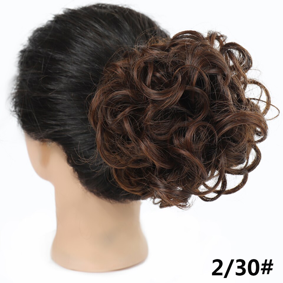 SHANGKE Synthetic Large Comb Clip In Curly Hair Pieces Chignon Elastic Drawstring Updo Extension Women’s Wedding Party Hair Bun: 2M30