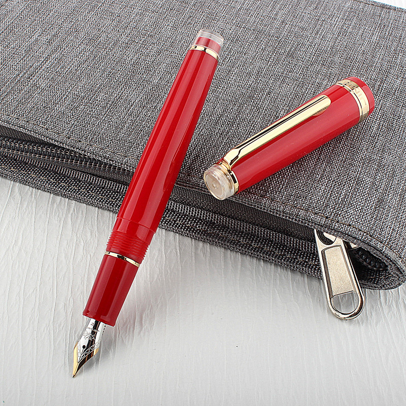 Jinhao 82 pluma estilográfica transparente Clip dorado pluma giratoria Popular EF F M NIB negocios Oficina escuela suministros escritura