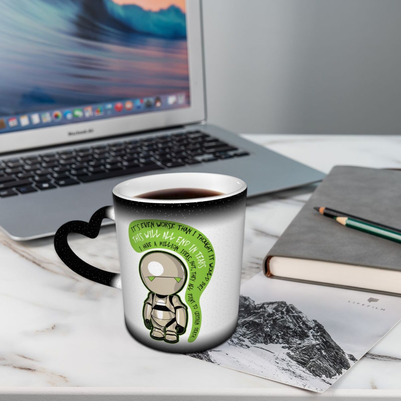 Marvin Pessimist Robot Paranoid Android coffee K mugs glass cups tazas set disposable solo holder donut kubki drinkware cup