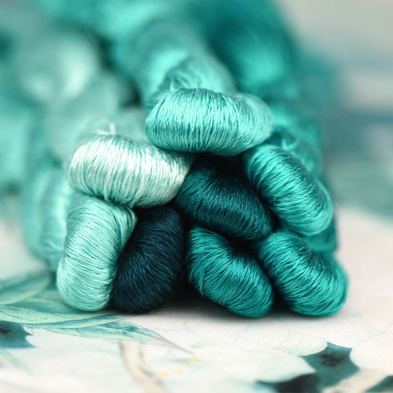 silk embroidery thread / 100% silk thread /hand embroidery embroider cross stitch/ viridity/8 gradient colors