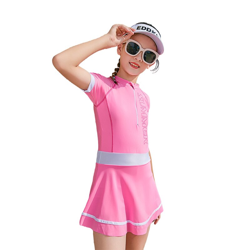 Robe de plage une pièce pour filles, maillot de bain avec bandeau, pour enfants de 4 à 14 ans, printemps